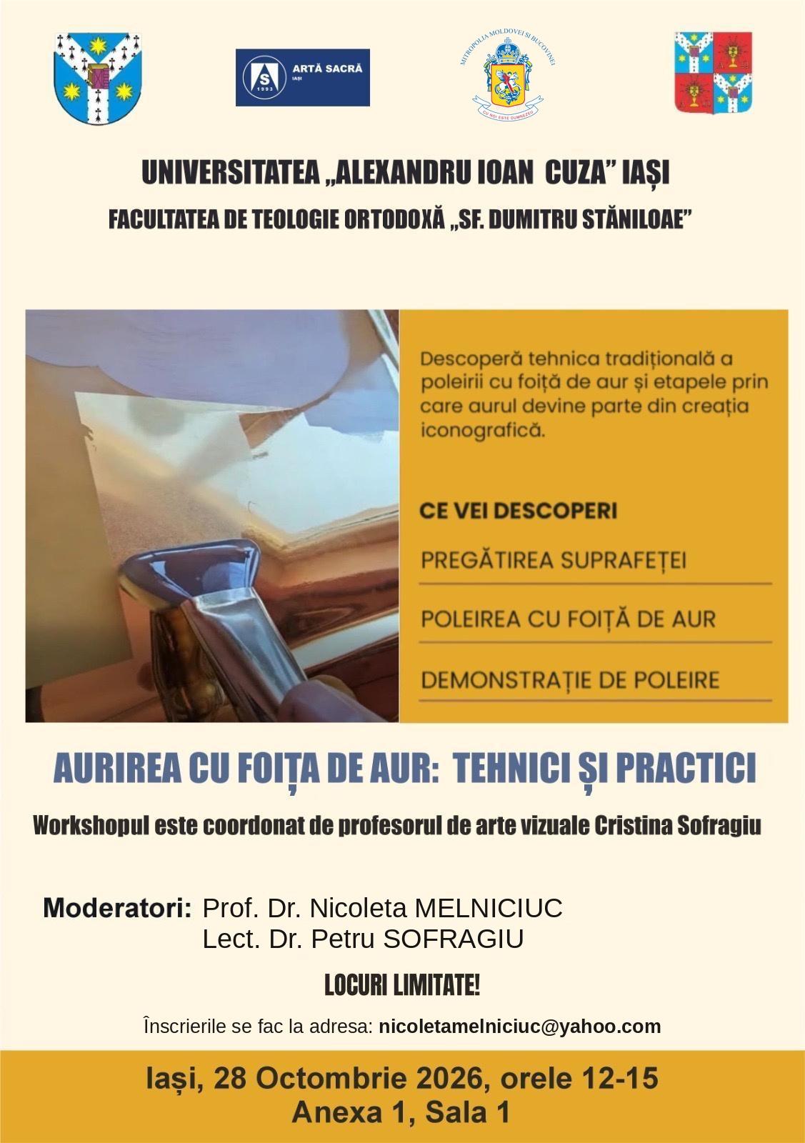 Workshopul AURIREA CU FOIȚĂ DE AUR: TEHNICI ȘI PRACTICI